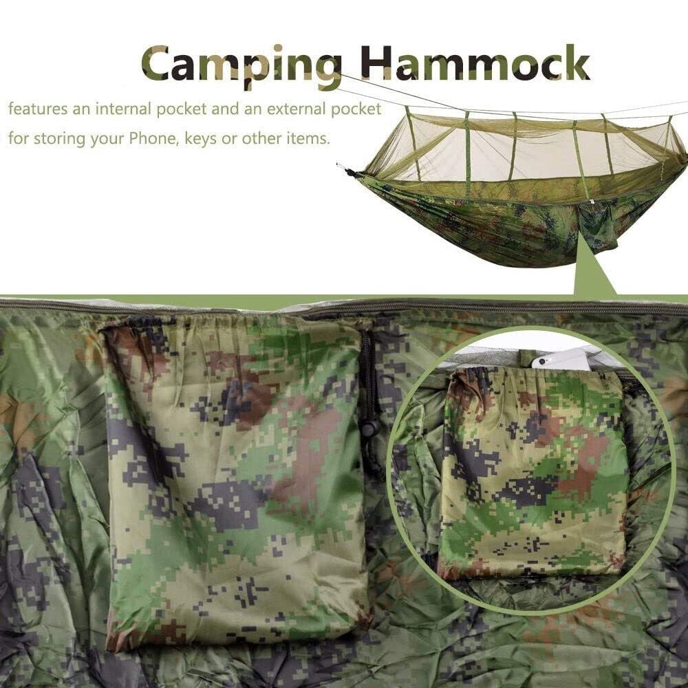 2 Person Hammocks with Net, Waterproof Lightweight Portable Hammock for Hiking Outdoor Travel Beach Backyard