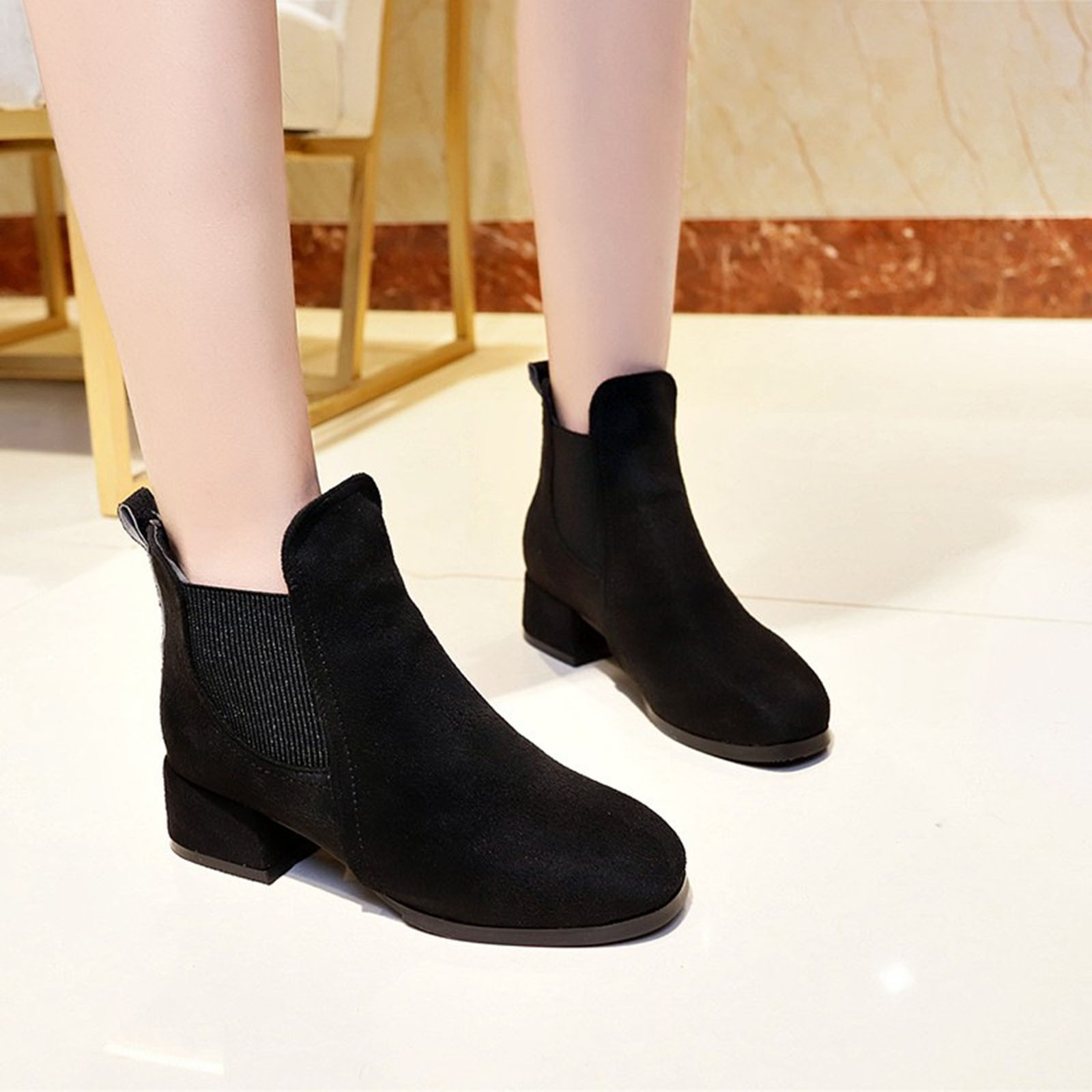 Fitoron Ankle Boots for Women Winter 2023 Cowboy Suede Chelsea Boots ...