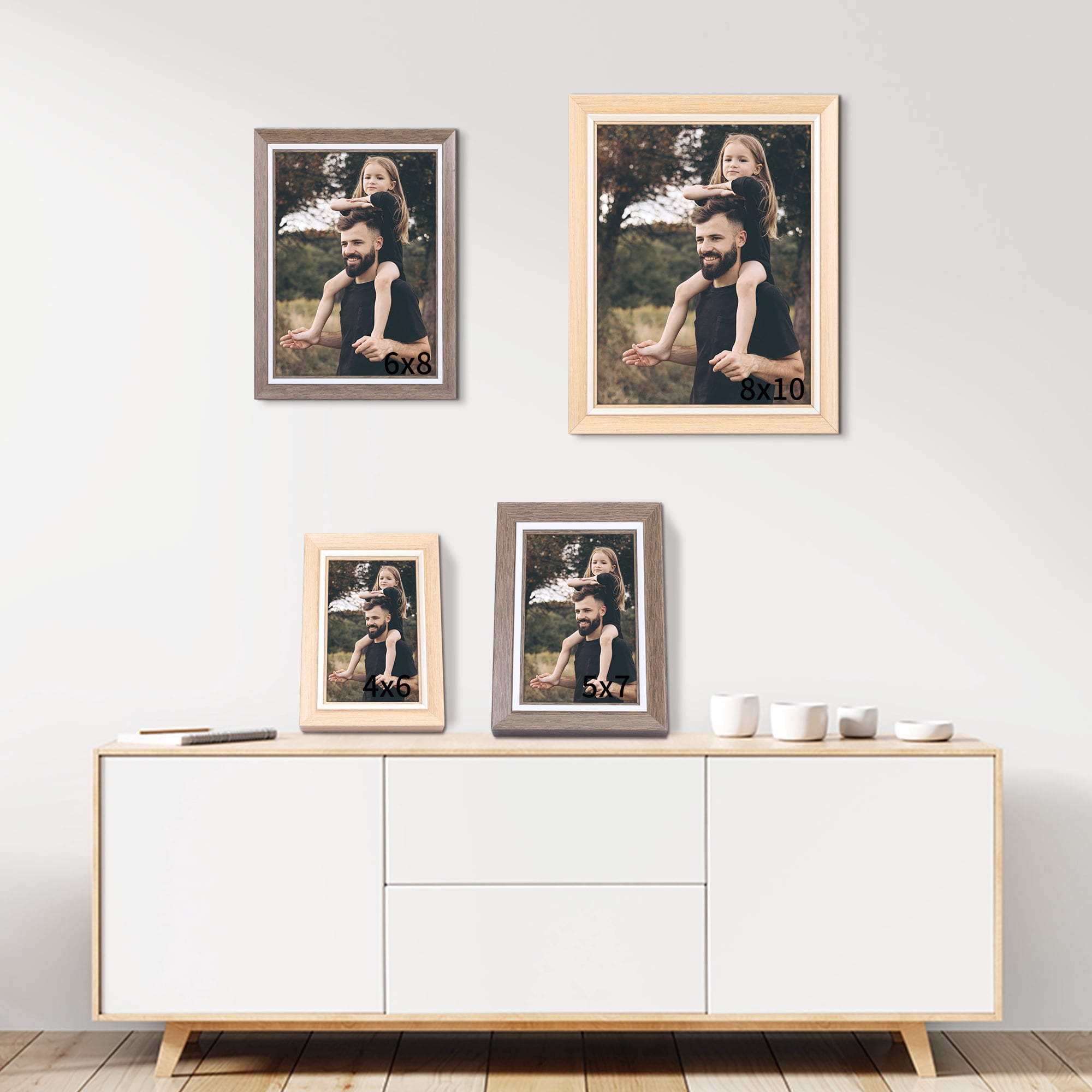 Unique Bargains Picture Frame Display Photo Frame with Corner Wood Grain Color 8x10"