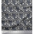 thumbnail image 1 of Soimoi Poly Georgette Fabric Spiral & Floral Block Print Fabric by Yard 52 Inch Wide, 1 of 1