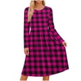 thumbnail image 2 of Ynynloco Women's Casual Long Sleeve High Waisted A line Dresses Pleated Waist Knee Length Loose Dress with Pockets, 2 of 7