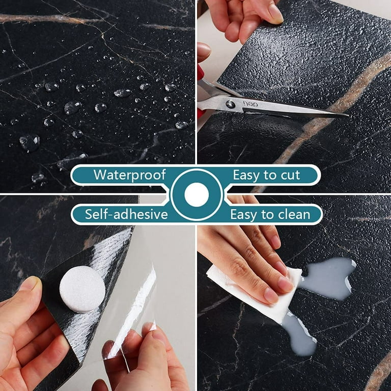 VEELIKE 24-Pack Black Marble Peel and Stick Floor Tile 12x12 Waterproof  Bathroom Vinyl Flooring Self Adhesive Removable Stick on Floor Tiles Marble