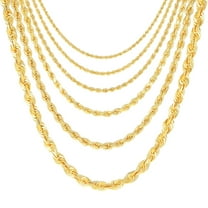 Nuragold 18K Real Yellow Gold Rope Diamond Cut Chain Necklace 16"-28" (2mm-5mm) Italian Jewelry for Men & Women