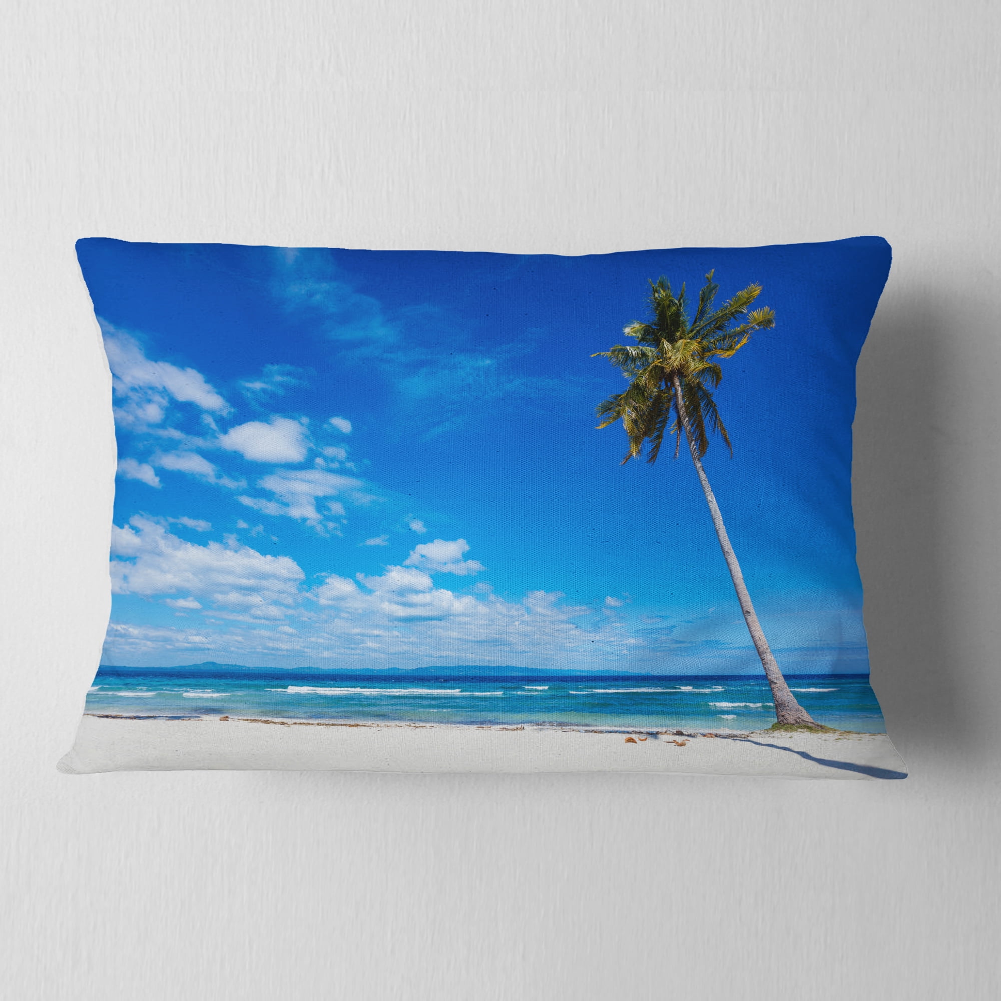 Designart Calm Summer Vacation Beach Philippines - Modern Seascape Throw Pillow - 12x20