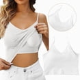 thumbnail image 2 of ORT Tank Tops for Women Built in Shelf Bra Spaghetti Strap Summer Camisole U Neck Slim Fit Ribbed Sleeveless(Z07-White,M), 2 of 5