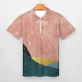 thumbnail image 3 of Abstract Green Mountain Landscape Color Block Minimalist Men Zipper T-shirt Summer Casual Short Sleeve T-shirt Top, 3 of 7