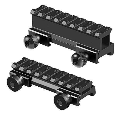 Picatinny Riser Mounts, FENTUK 1 Inch High Profile & 1/2 Inch Low Profile 8  Slots Picatinny Rail Riser Mount with See Through Design for Scopes Optics  Red Dots - 2 Pack (Include