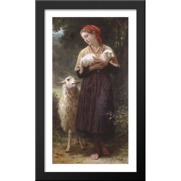 The Newborn Lamb 22x40 Large Black Wood Framed Print Art by William Adolphe Bouguereau
