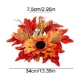 thumbnail image 3 of Aoznliie Fall Candle Ring Wreath, Maple Leaf Pinecone Berry Wreath for Fall Home Decor, 13 inch Thanksgiving Halloween Centerpieces for Table, Orange, 3 of 7
