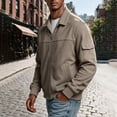 thumbnail image 6 of Jjayotai Men's Zip Up Jacket Collared Bomber Sleeve Pocket Utility Outerwear Casual Loose Fit Fall Winter Streetwear Ribbed Cuffs, 6 of 6