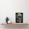 thumbnail image 2 of Flowers Skull Old School USA Tattoo Ink Body Art Rockabilly Americana 50s Artwork Framed Wall Art Print A4, 2 of 4