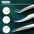 thumbnail image 2 of Tweezers for Eyelash Extension - Professional Straight | Curvy | Pointed Edge Tweezers Stainless Steel Precision Eye False Lash Tweezers Set 3 Pcs Silver, 2 of 7