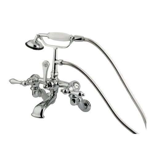 Elements Of Design Hot Springs Double Handle Wall Mount Clawfoot Tub Faucet With Hand Shower Walmart Com Walmart Com