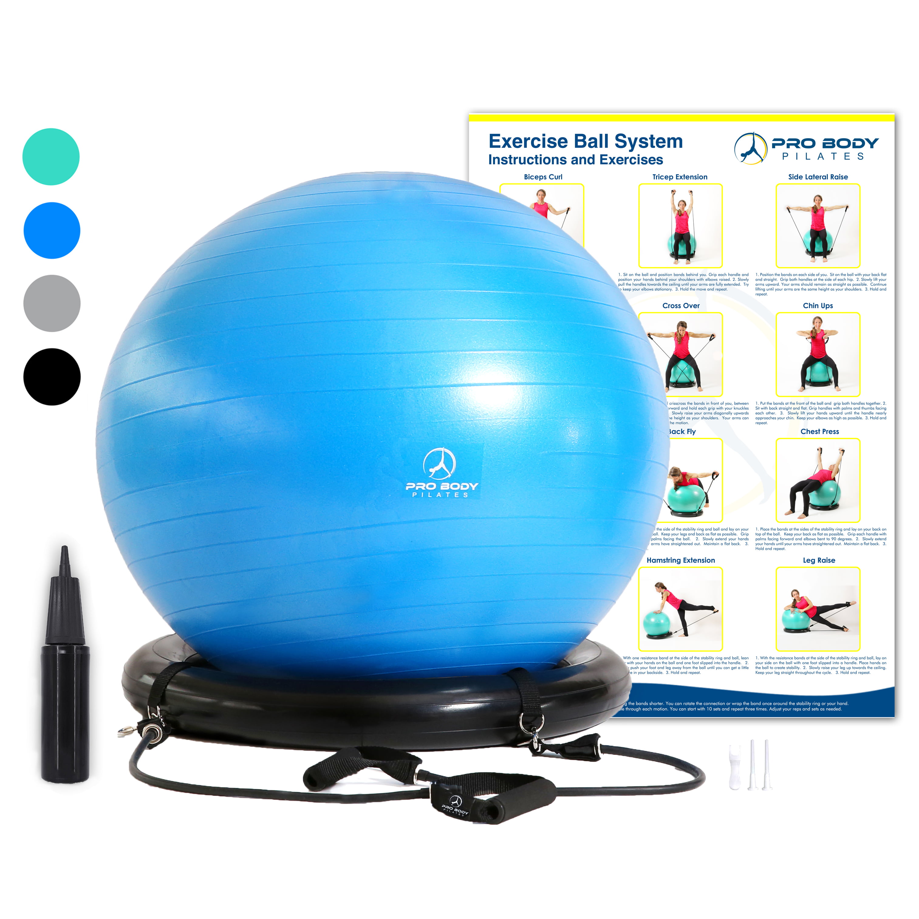 PACEARTH Exercise Ball for Home Gym Office Thick Yoga Ball Chair with Resistance Bands and Quick Pump Anti-Burst Heavy Duty Stability Fitness Balance Birthing Workout Ball for Pilates