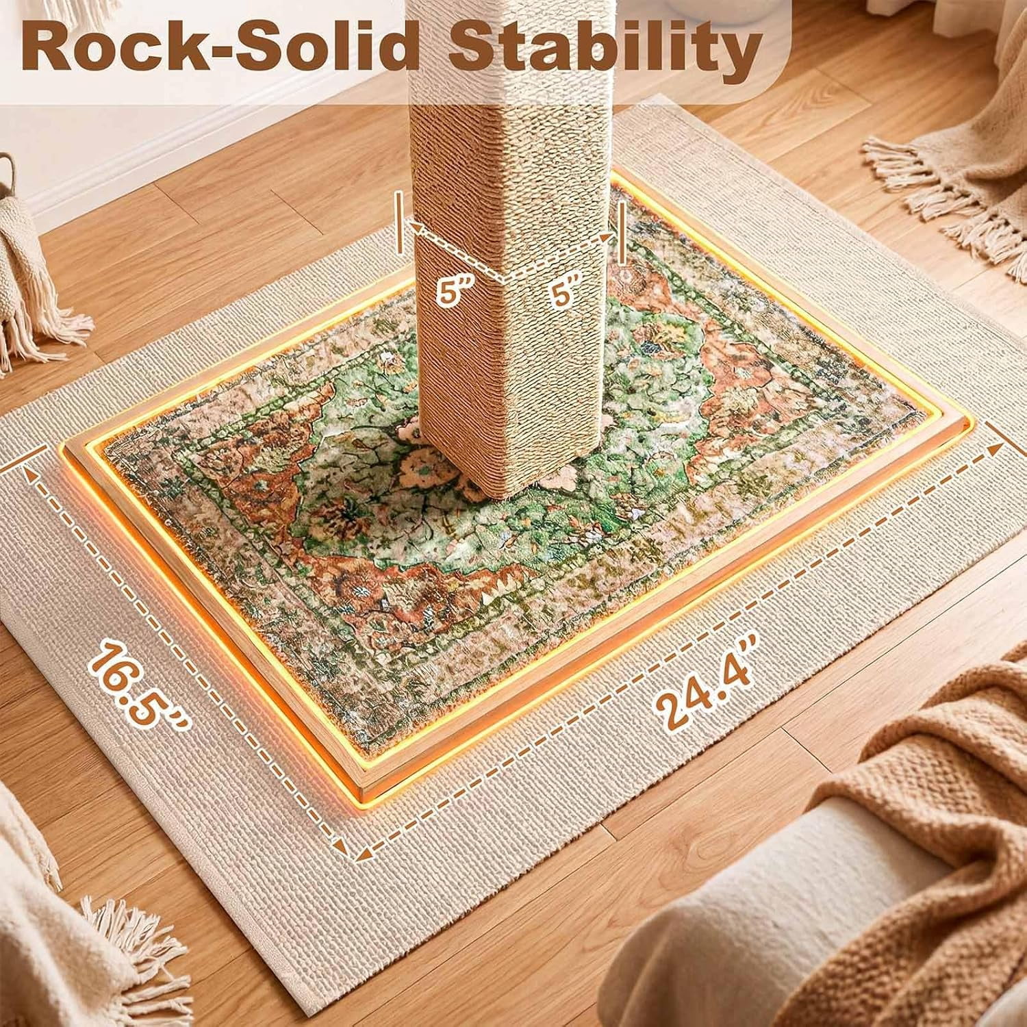 Tall  Scratching Post, 33 Inch  Carpet  Scratcher with Perch for Indoor Cats