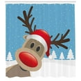 thumbnail image 3 of Ambesonne Christmas Shower Curtain, Reindeer Rudolph Hat, 69"Wx84"L, Pale Blue Red Pale Brown, 3 of 3