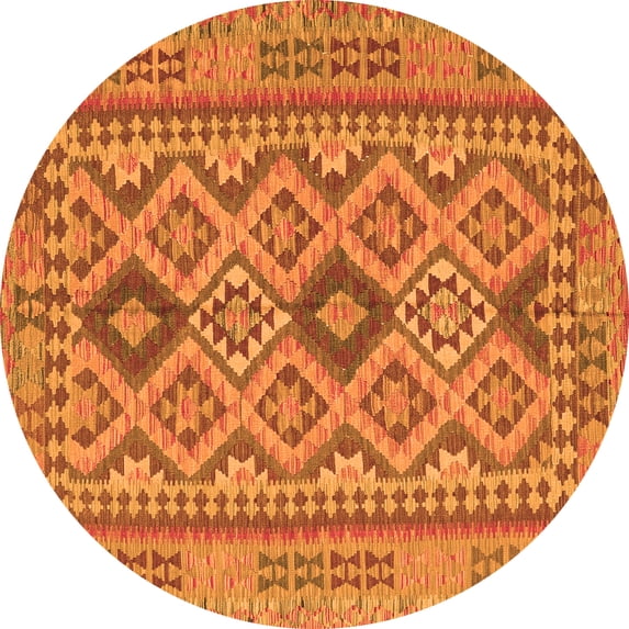 Ahgly Company Indoor Round Oriental Orange Traditional Area Rugs, 3' Round