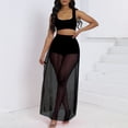 thumbnail image 2 of Posijego Womens Summer Two Piece Outfit Sleeveless Crop Tank Top See Through Skirts Shorts Matching Set, 2 of 7