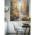 thumbnail image 4 of Deer Sheer Curtains 63 inches Long 2 Panels Set Forest River Landscape Sheer Window Curtain Rod Pocket Voile Drapes for Living Room/Bedroom, Each 52" W x 63" L, 4 of 7