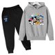 thumbnail image 5 of Conjunto de dos piezas con sudadera y pantalones para niñas de 3 a 14 años con estampado creativo de Mickey y Minnie de Disney clásico de Harajuku, 5 of 5