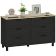 thumbnail image 1 of HOMCOM Commode à 6 Tiroirs, Commode Double pour Chambre, Noir, 1 of 10