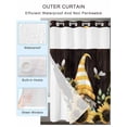 thumbnail image 2 of No Hook Cloth Fabric Shower Curtain with Snap in Liner, Yellow Gnomes Waterproof Shower Curtains Set with See Through Top Window, Sunflower Bee Brown Wood Abstract Art Bath Curtains Shower 48"x72", 2 of 6