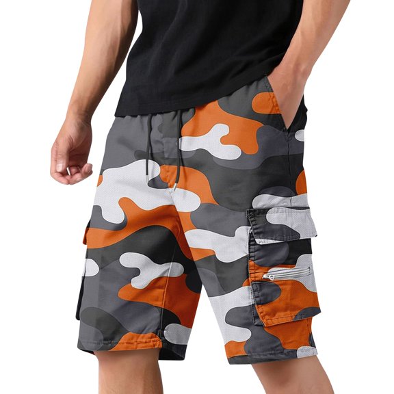 Hearthz Camo Mens Cargo Shorts Relaxed Fit Breathable Athletic Shorts Men Hiking Camping Men Shorts with Zipper Pocket