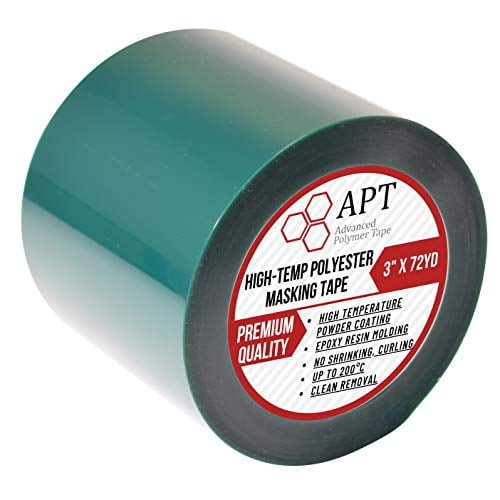 APT, 2 Mil Polyester Tape with Silicone Adhesive, Powder Coating tape, E-Coating, Anodizing, high Temp Masking, 3.5 mil Thickness, 3" x 216 ft, 1 Roll/Pack