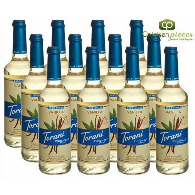 Torani Puremade Zero Sugar Vanilla Flavoring Syrup 750 mL/25.36 oz Glass Bottle