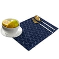 thumbnail image 3 of Placemat Navy Blue Long Wave Pattern Kitchen Dining Table r Accessories 4/6pcs Heat Resistant Linen Tableware Pads Mats, 3 of 7