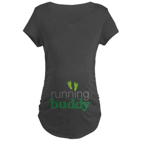

CafePress - Running Buddy Green Maternity T Shirt - Maternity Dark T-Shirt