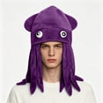 thumbnail image 2 of lcziwo Plush Squid Halloween Hat for Woman Solid Color Masquerade Cosplay Party Funny Caps, 2 of 7