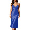 thumbnail image 2 of Women's Satin Long Slip Nightgown, JIANLAI Lace V Neck Spaghetti Strap Midi Sleep Dress, Solid Color Silky Night Dress for Daily Loungewear, 2 of 4
