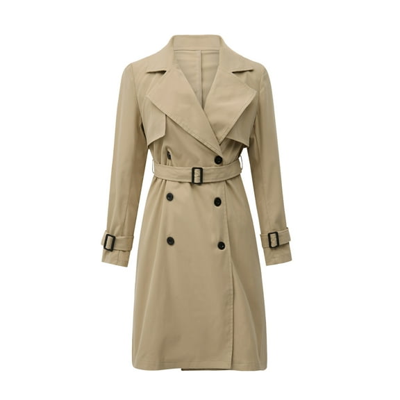 Bagilaanoe Women's Double Breasted Trench Coat Water Resistant Classic Belted Lapel Overcoat