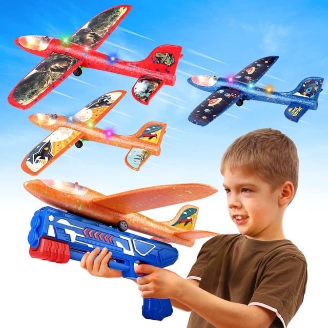 Juguete lanzador de aviones Onysurui, paquete de 3 con 3 pegatinas DIY