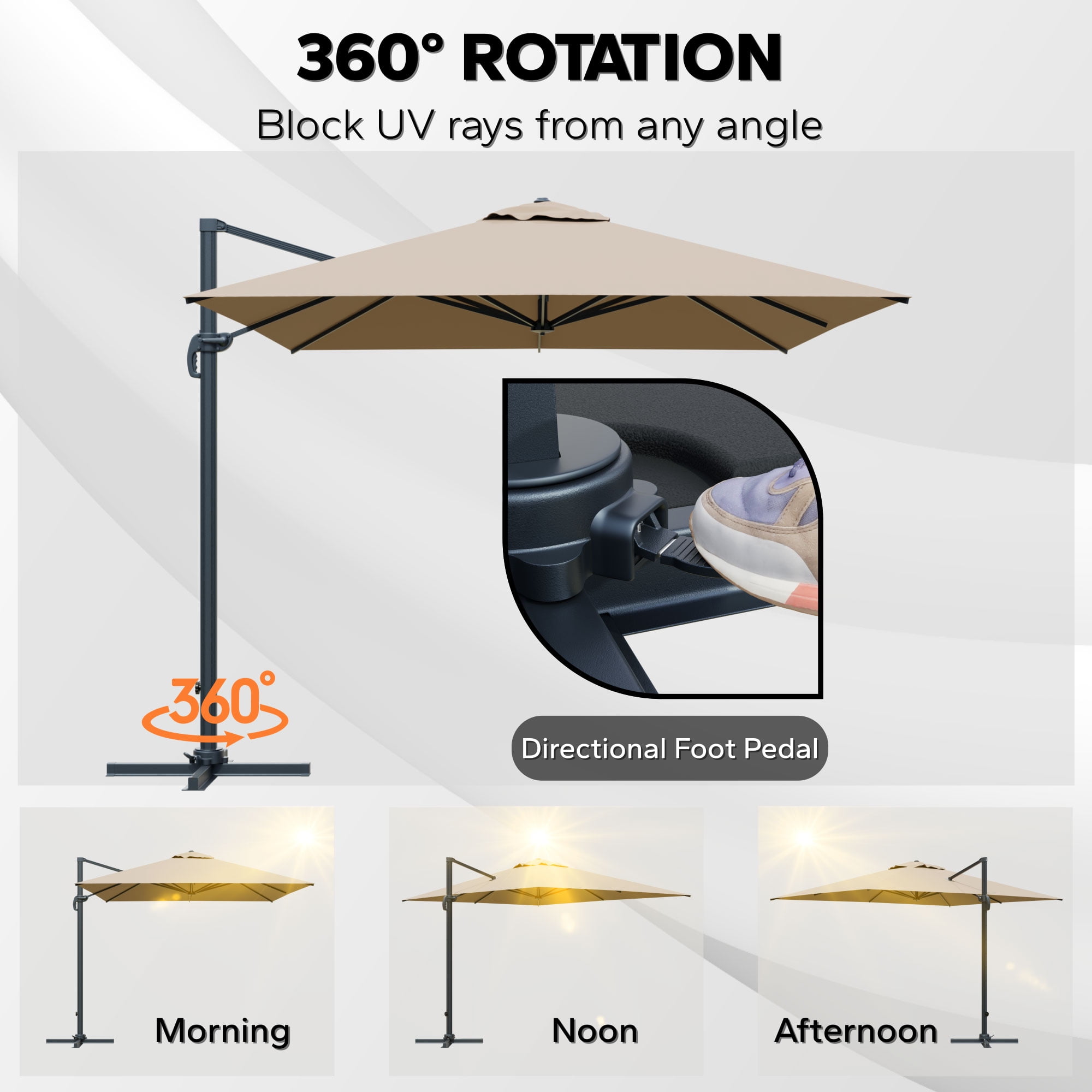 Meetleisure 10 X 13FT Outdoor Patio Umbrella Market Umbrella with Push Button Tilt and Crank, 8 Aluminum Sturdy Ribs for Garden, Lawn, Pool, No Base