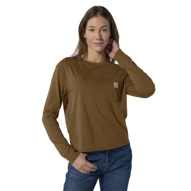 Remera de Manga Larga Holgada para Mujer Carhartt Marrón Talle L