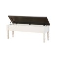 thumbnail image 3 of Pemberly Row Farmhouse Two-tone Ivory and Dark Oak Storage Bench, 3 of 7