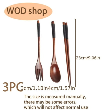 

CNKOO Three-piece Handmade Wooden Frying Pan Spoon Wooden Spoon Chopsticks Fork Cutlery Set Rice Soup Cutlery Non-stick Pan Handmade Carefully Selected Wrapped with Black Rope to Preve