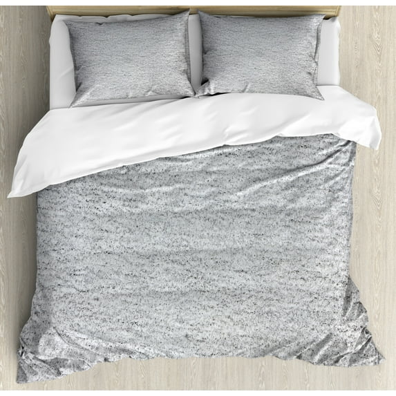 Abstract Duvet Cover Set King Size, Simplistic Pattern in Greyscale Shady and Sketchy Look Continuing Print, Decorative 3 Piece Bedding Set with 2 Pillow Shams, Pale Grey and White, by Ambesonne