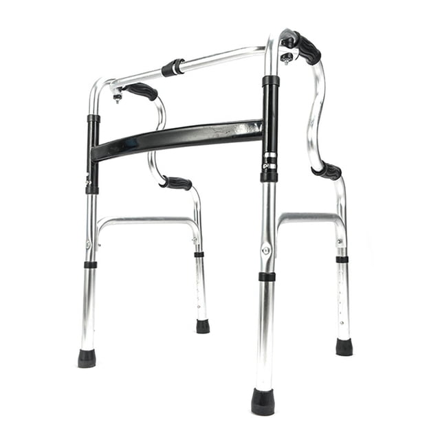 Andador plegable de aleación de aluminio portátil con soporte de apoyo ajustable para recuperación, andador plegable para personas mayores con doble reposabrazos