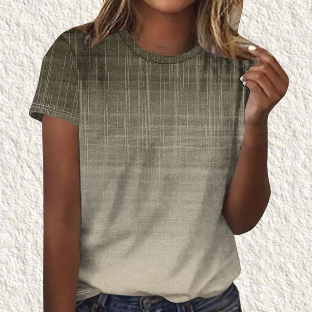 Soki Graphic Printed Tee Short Sleeved Round Neck Tops for Women