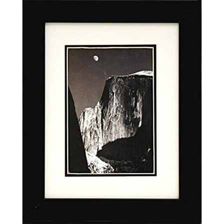 Moon Half Dome Professionally Framed Moon and Half Dome by Ansel Adams Black & White Photograph 8x10 Famous Photographer GREAT ART ()