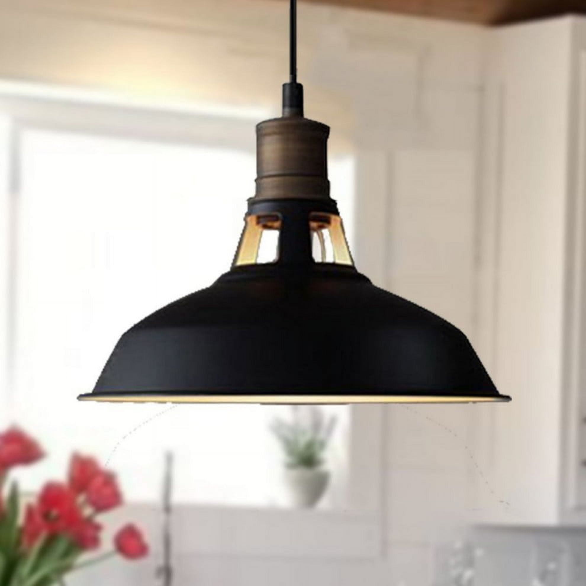 Florence Industrial Black Barn Pendant Light Loft Fixture, 3-Pack