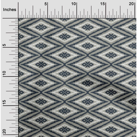 oneOone Silk Tabby Fabric Geometric Ikat Decor Fabric Printed BTY 42 Inch Wide