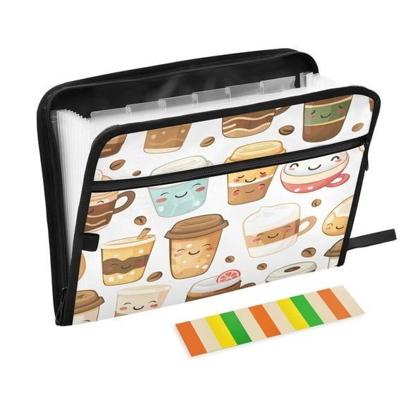 Organ Folder 14.2 x 0.8 x 10.6 Inches 13 Separate Pockets A4 Size Documents Folder A Sort Storage File Manager For The Home Office Cartoon Coffee Mug