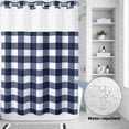 thumbnail image 2 of No Hook Shower Curtain, Navy Blue Check Shower Curtains for Bathroom with See Through Top Window, Farmhouse Buffalo Plaid Blue Waterproof & Washable Bath Curtain Stall 48"x72", 2 of 9