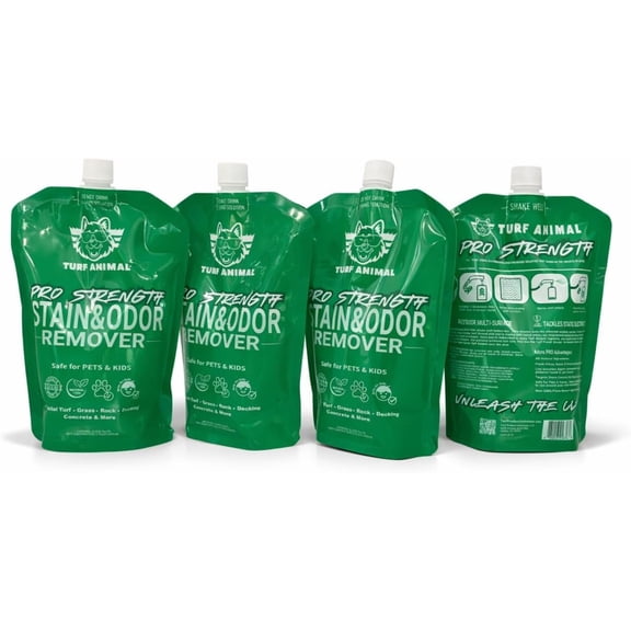 PRO‑STRENGTH Turf Animal Outdoor Pet Odor Remover & Odor Neutralizer for Dogs & Pets – Heavy‑Duty Urine Eliminator for Artificial Turf, Patios & Concrete – Eco‑Friendly – 42.3 fl oz per Bag, 4-Pack