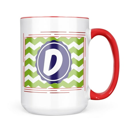 

Neonblond Monogram D Green Chevron Mug gift for Coffee Tea lovers