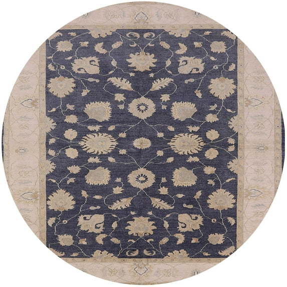 Ahgly Company Indoor Round Mid-Century Modern Carbon Gray Oriental Area Rugs, 8' Round